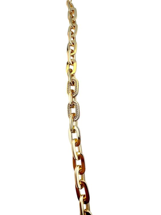 Gold-Dipped Link Bracelet with CZ Accents