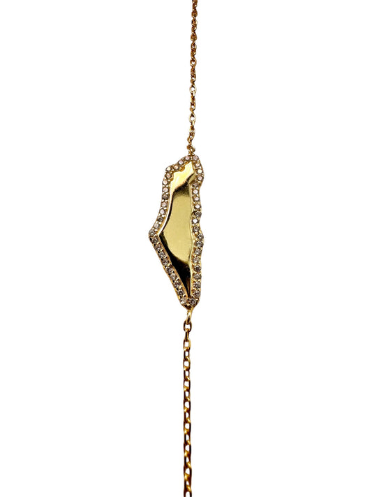 Gold-Dipped Map of Israel Necklace