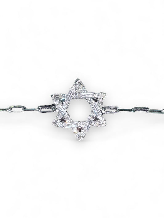 Magen-David CZ Baguette Bracelet