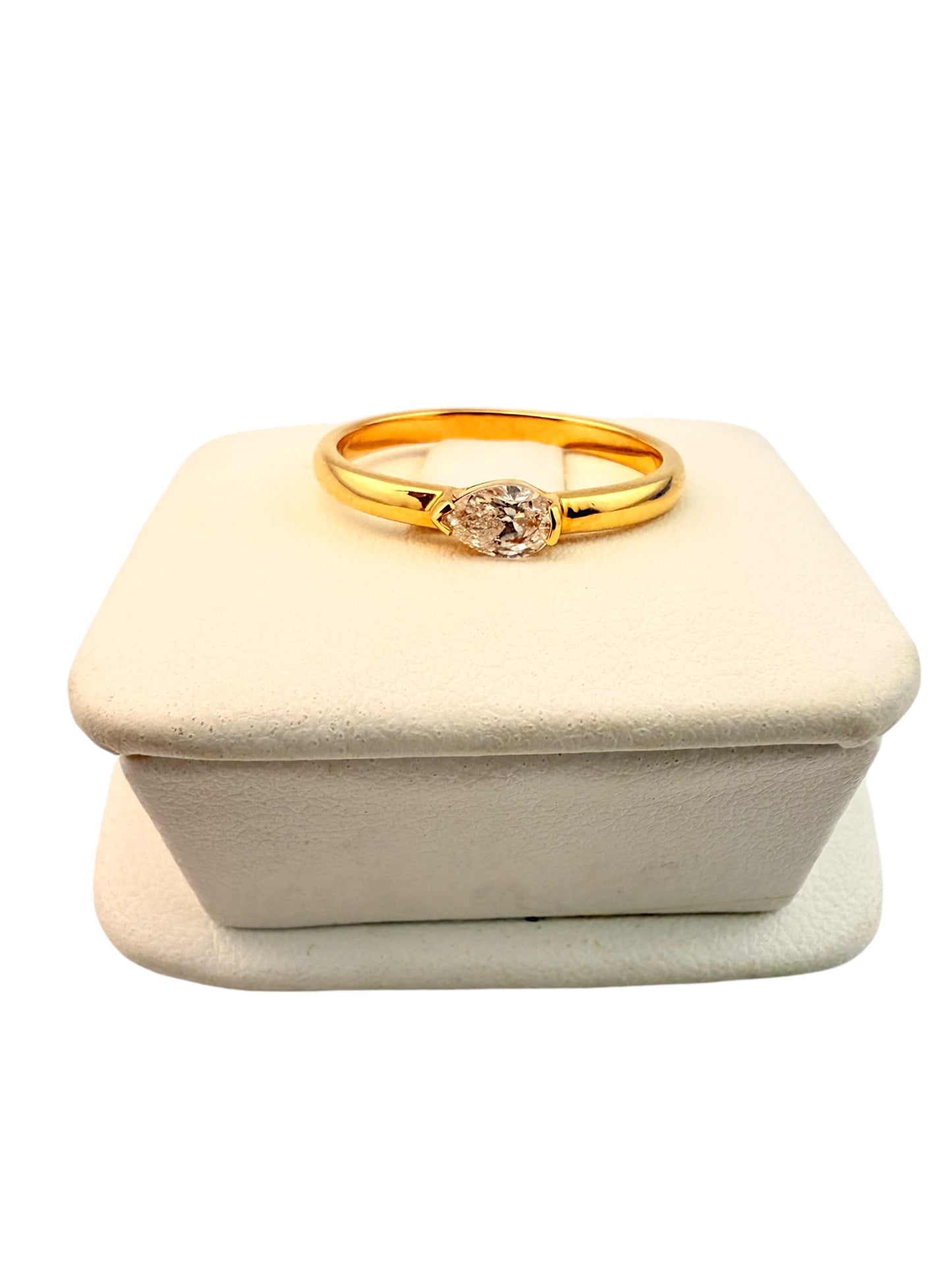 18KT Golden Pear Diamond Ring