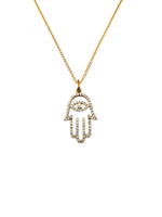 Load image into Gallery viewer, 14KT Diamond Hamsa Pendant Necklace
