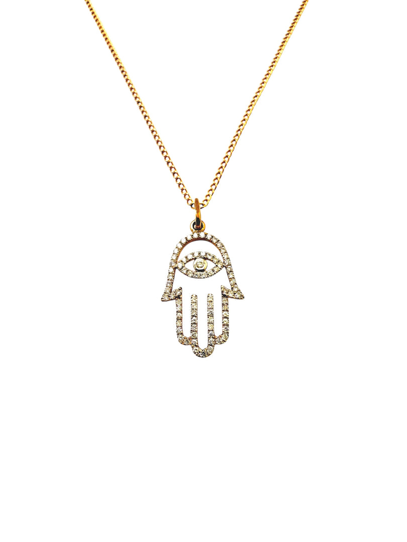 14KT Diamond Hamsa Pendant Necklace