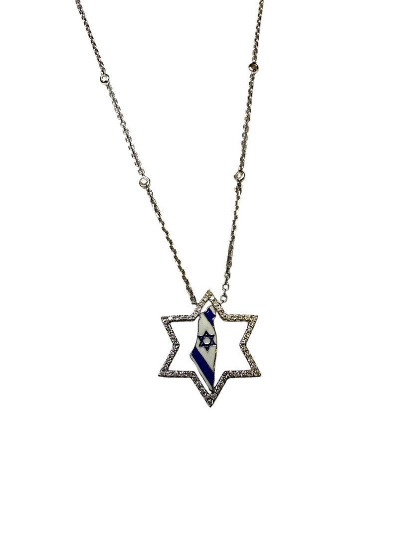 Israel Map in MagenDavid Necklace