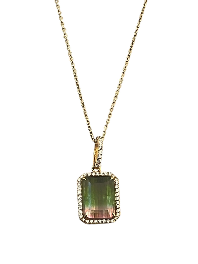 18KT Rainbow Tourmaline Diamond Necklace