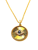 Load image into Gallery viewer, 14KT Sapphire &amp; Diamond Evil Eye Necklace
