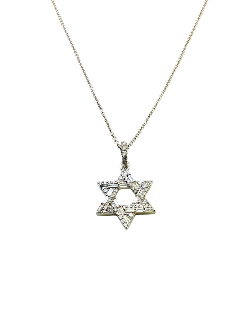 14KT Star of David Necklace with Diamonds