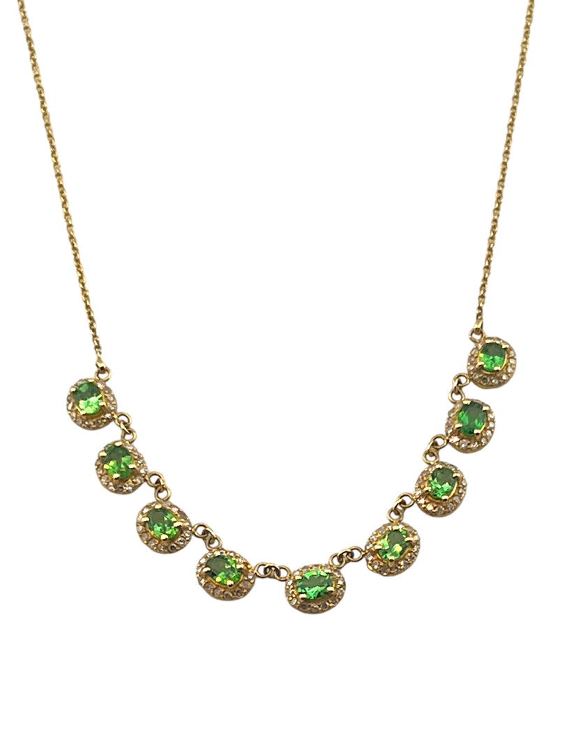 Yellow Gold Tsavorite & Diamond Necklace