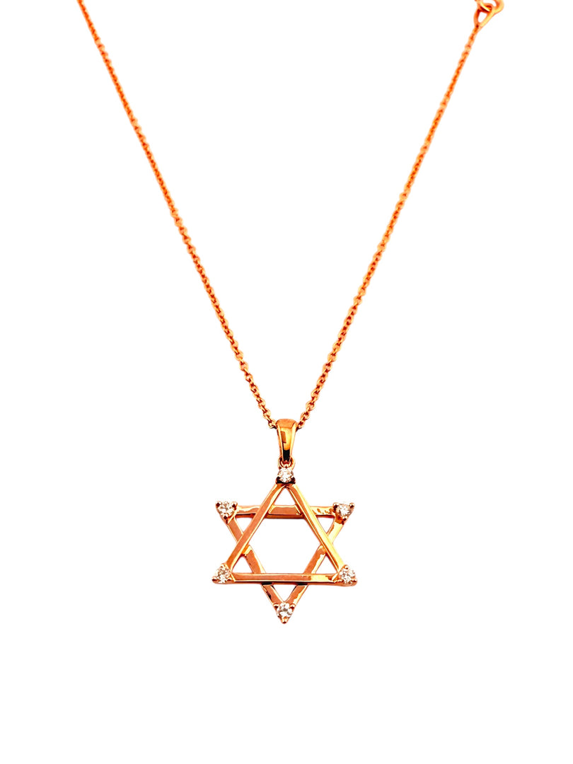 14KT Studded Star of David Necklace (Rose Gold)