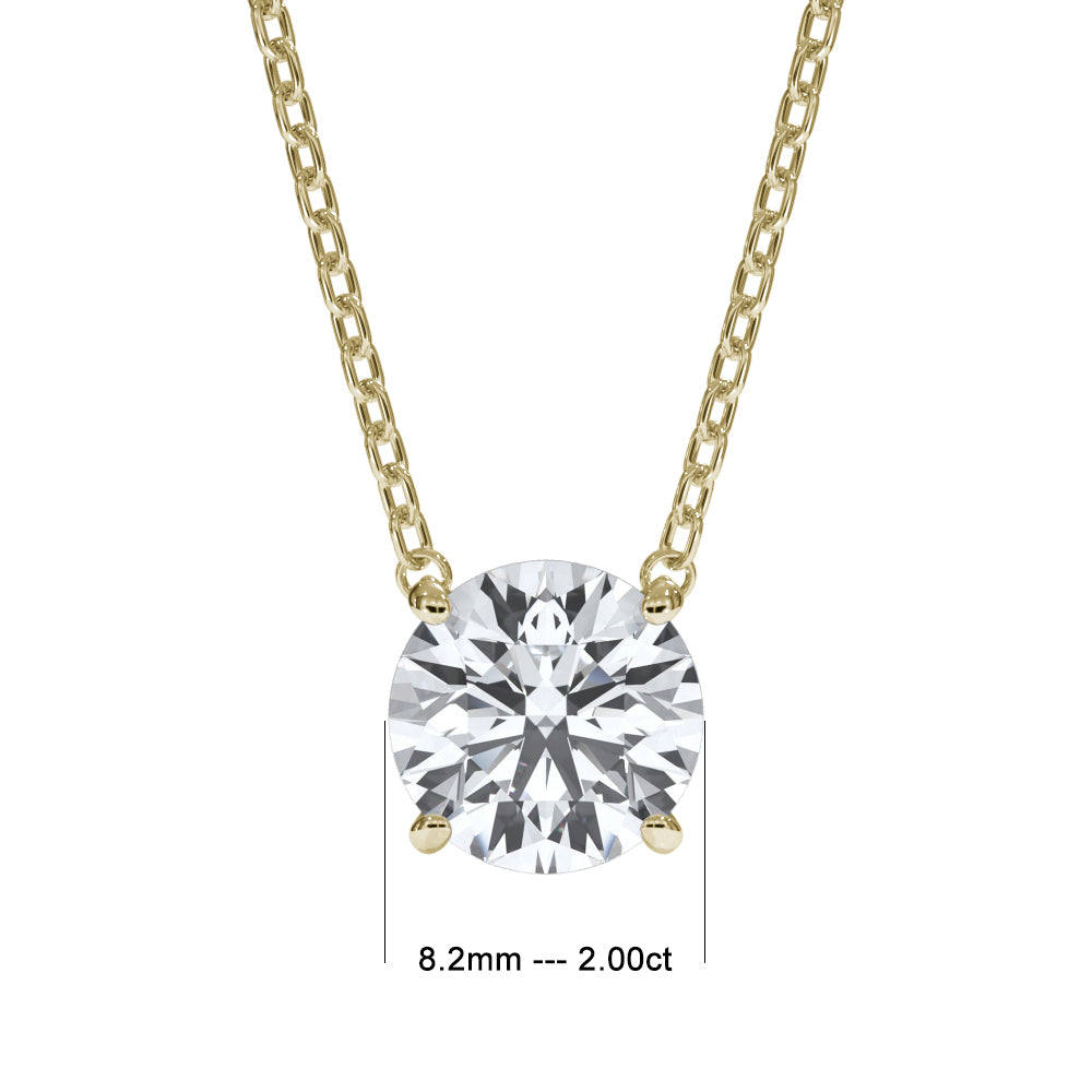 14KT y/g Certified Ideal Cut Lab-Grown Diamond Solitaire Pendant (2.09ct)