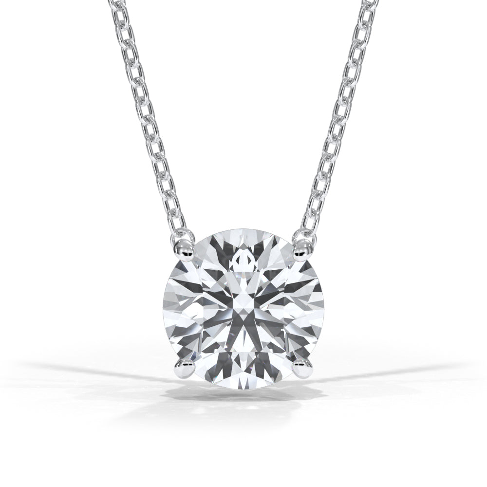 14KT w/g Certified Ideal Cut Lab-Grown Diamond Solitaire Pendant (3.08 ct)