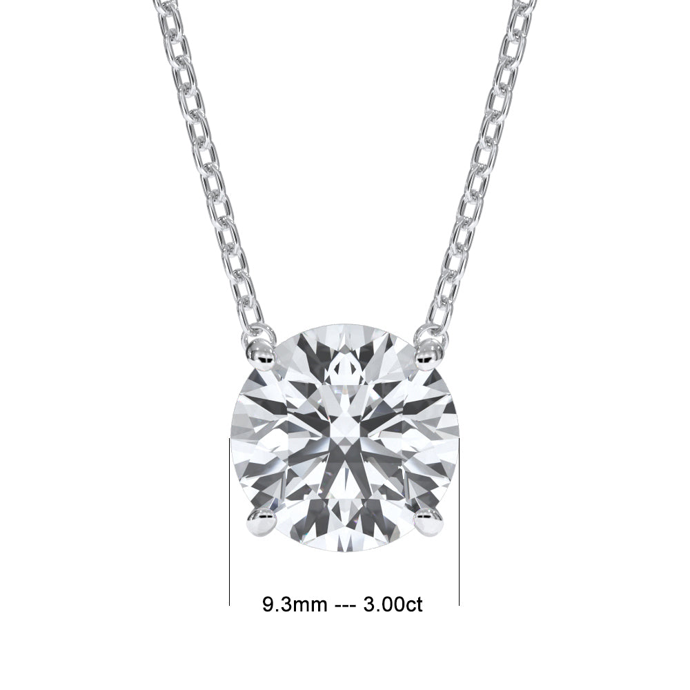 14KT w/g Certified Ideal Cut Lab-Grown Diamond Solitaire Pendant (3.08 ct)