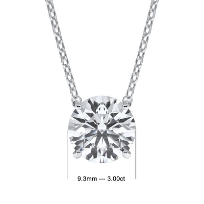14KT w/g Certified Ideal Cut Lab-Grown Diamond Solitaire Pendant (3.08 ct)