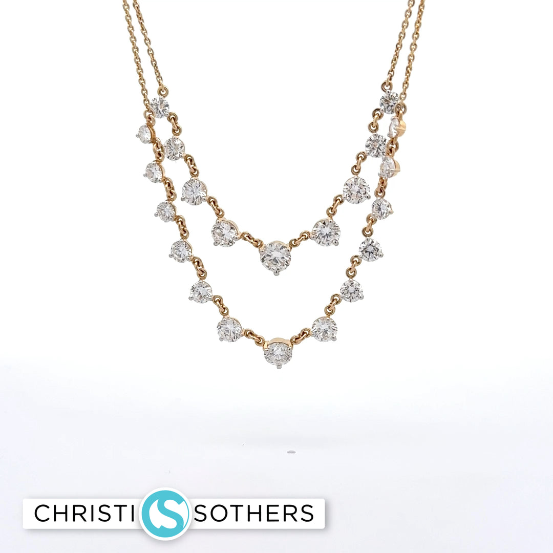 14KT Yellow Gold Diamond Cascade Necklace with Lab-Grown Diamonds (5.46 cttw)