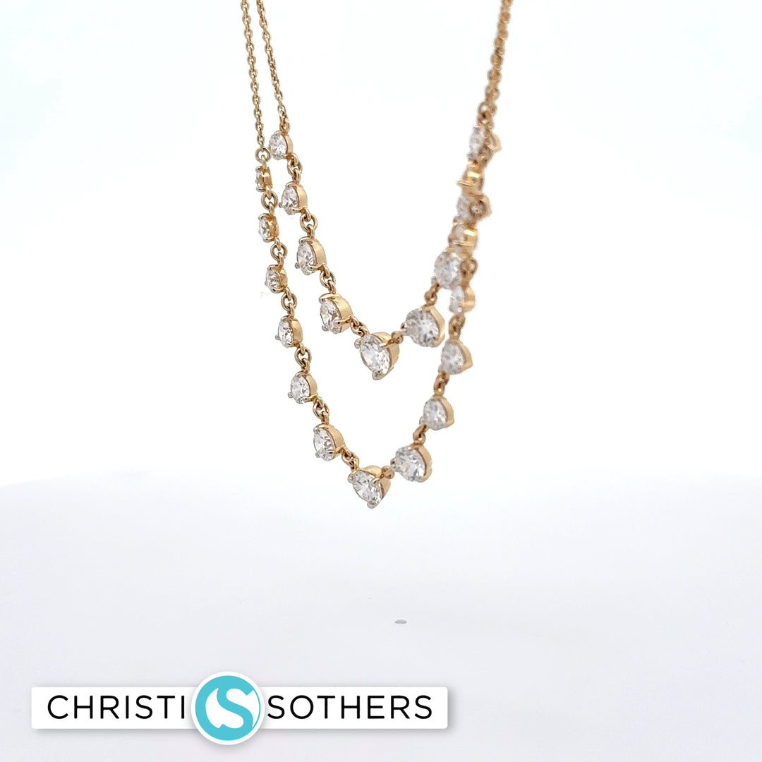 14KT Yellow Gold Diamond Cascade Necklace with Lab-Grown Diamonds (5.46 cttw)