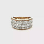 Load and play video in Gallery viewer, 14KT Yellow Gold Baguette and Round Diamond Multistone Ring (2.25 cttw)
