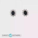 Load and play video in Gallery viewer, 18KT White Gold Sapphire &amp; Diamond Pushback Studs (1.31 cttw sapphires, 0.79 cttw diamonds)
