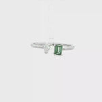 Load and play video in Gallery viewer, 14KT White Gold Toi et Moi Ring with Green &amp; White Lab-Grown Diamonds (0.40 cttw)