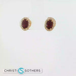 Load and play video in Gallery viewer, 18KT Yellow Gold Ruby &amp; Diamond Pushback Studs
