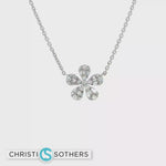 Load and play video in Gallery viewer, 18KT White Gold Diamond Flower Pendant Necklace (0.28 cttw)

