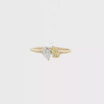 Load and play video in Gallery viewer, 14KT Yellow Gold Toi et Moi Ring with White &amp; Fancy Yellow Lab-Grown Diamonds (0.57 cttw)