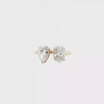 Load and play video in Gallery viewer, 14KT Yellow Gold Pear &amp; Oval Diamond Toi et Moi Ring with Lab-Grown Diamonds (1.77 cttw)
