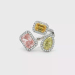 Load and play video in Gallery viewer, 14kt wg Multistone Ring with Fancy Pink Emerald Cut Diamond
