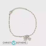 Load and play video in Gallery viewer, Sterling Silver or Gold-Plated Paperclip Link Charm Bracelet with Star/Chai Accents
