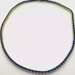 Load and play video in Gallery viewer, Gold-Plated Sterling Silver Tennis Necklace with Deep Blue Crystals
