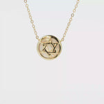 Load and play video in Gallery viewer, Gold-Plated Sterling Silver Magen David Necklace with Pearl Center
