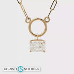 Load and play video in Gallery viewer, 14KT Yellow Gold Bezel Emerald-Cut Diamond Necklace (3.08 ct, Lab-Grown)
