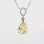 Load and play video in Gallery viewer, Sterling Silver Charm Necklace with Pear Crystal Drop and Studded Chain
