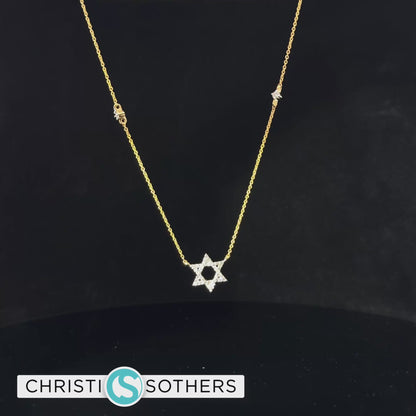 14KT Gold Magen David Diamond Necklace