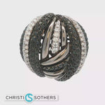 Load and play video in Gallery viewer, 18KT White Gold Black &amp; White Diamond Sphere Ring (5.76 cttw)