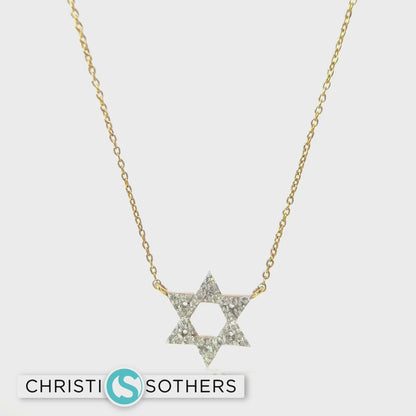 14KT Gold Magen David with Studded Chain