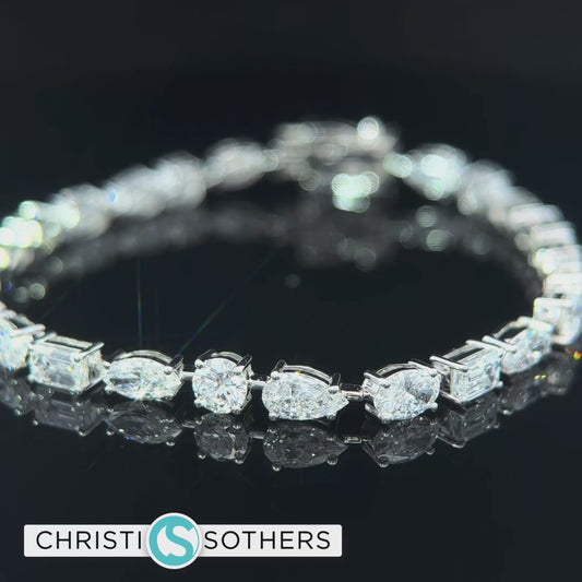 14KT White Gold 10ct Lab Multi‑Shape Diamond Tennis Bracelet