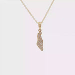 Load and play video in Gallery viewer, 14KT Yellow Gold Pavé Diamond State of Israel Pendant
