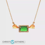 Load and play video in Gallery viewer, 14KT Yellow Gold Tsavorite &amp; Garnet Gumdrop Charm Necklace with Diamond Accents (1.54 ct)