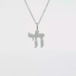 Load and play video in Gallery viewer, 14KT White Gold Pavé Diamond Chai
