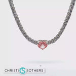 Load and play video in Gallery viewer, 14KT White Gold Heart-Shaped Fancy Pink Diamond Necklace with Lab-Grown Diamonds (16.20 cttw)