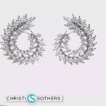 Load and play video in Gallery viewer, 14KT White Gold Hoop Earrings with Marquise-Cut Diamonds
