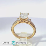 Load and play video in Gallery viewer, 14KT Yellow Gold 2.26ct Lab Princess &amp; Round Diamond Engagement Ring

