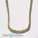 Load and play video in Gallery viewer, 18KT White Gold Necklace with Square Cut Citrine Gemstones

