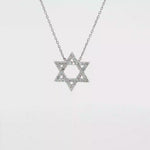 Load and play video in Gallery viewer, 14KT White Gold Diamond Magen David Necklace
