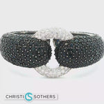 Load and play video in Gallery viewer, 18KT White Gold Black Sapphire Pavé Bangle with Diamond Accents (64.6 cttw)
