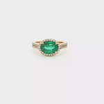 Load and play video in Gallery viewer, 18KT Yellow Gold Emerald &amp; Diamond Ring
