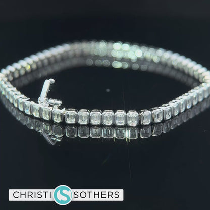 14KT White Gold 4.20ct Lab Emerald Cut diamond North/South Tennis Bracelet