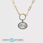 Load and play video in Gallery viewer, 14KT Yellow Gold Oval Bezel Necklace with Lab-Grown Diamond Pendant (2.50 ct)
