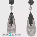 Load and play video in Gallery viewer, 18KT White Gold Pavé Diamond &amp; Black Diamond Drop Earrings (25.39 cttw)