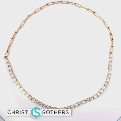 14KT Yellow Gold 12.01ct Lab Emerald Cut Diamond Necklace