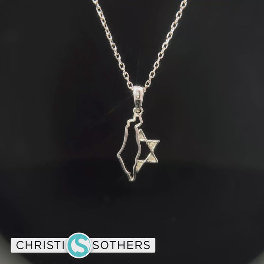 14 White Gold Diamond State of Israel w/ Magen David